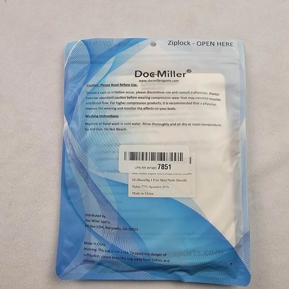 NWT Doc‎ Miller toeless compression sleeves socks 15-20mmHg size small